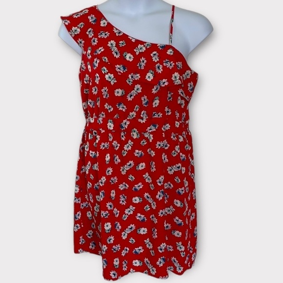 Xhileration One Shoulder Red Floral Mini Dress Size XL - Picture 1 of 6